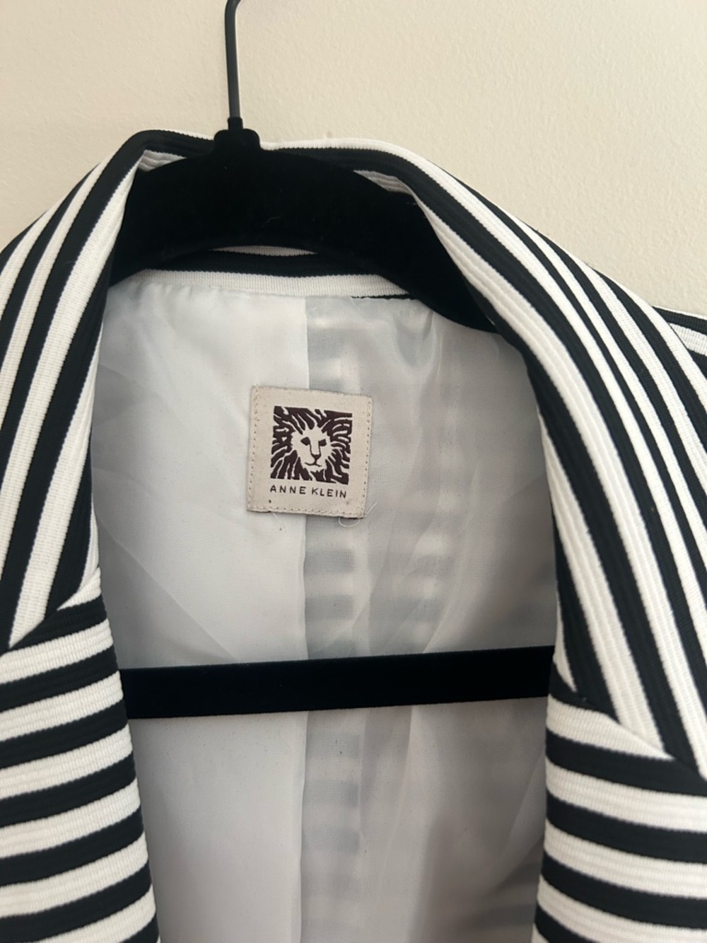 Anne Klein Black and White Striped SIngle Button Blazer - Picture 3 of 5